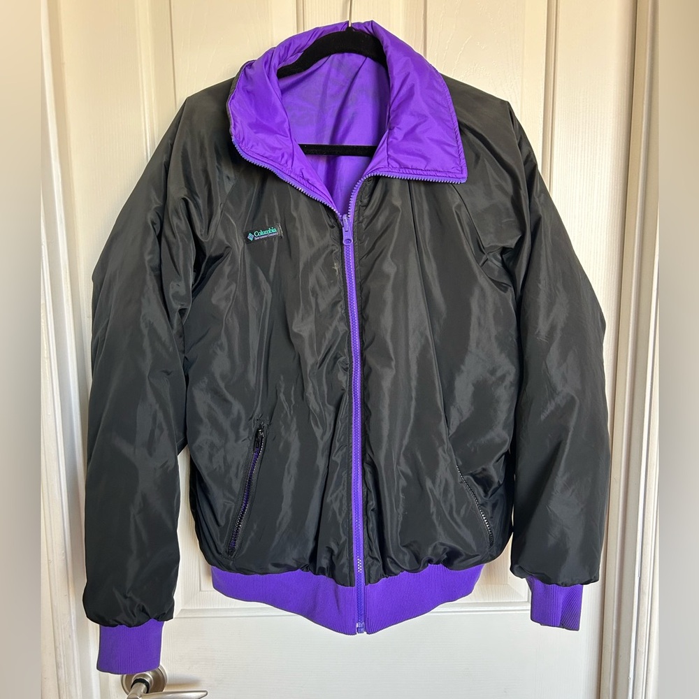 Vintage Columbia Reversible‎ 3M Thinsulate Jacket Black Purple Men’s Large EUC